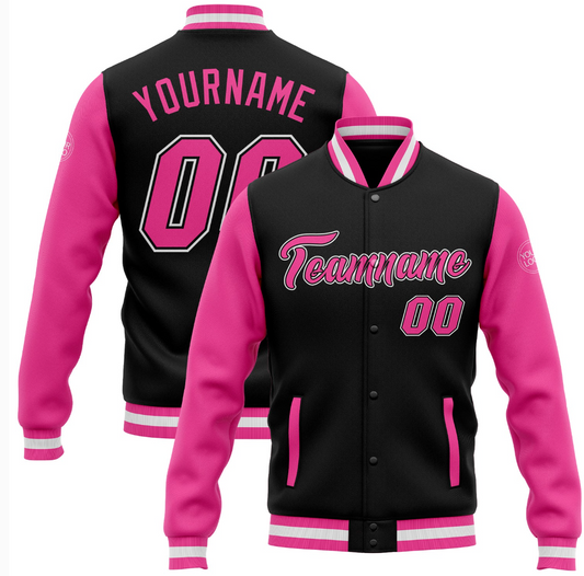 Capital Elite Letterman's Jacket Black/Pink/White